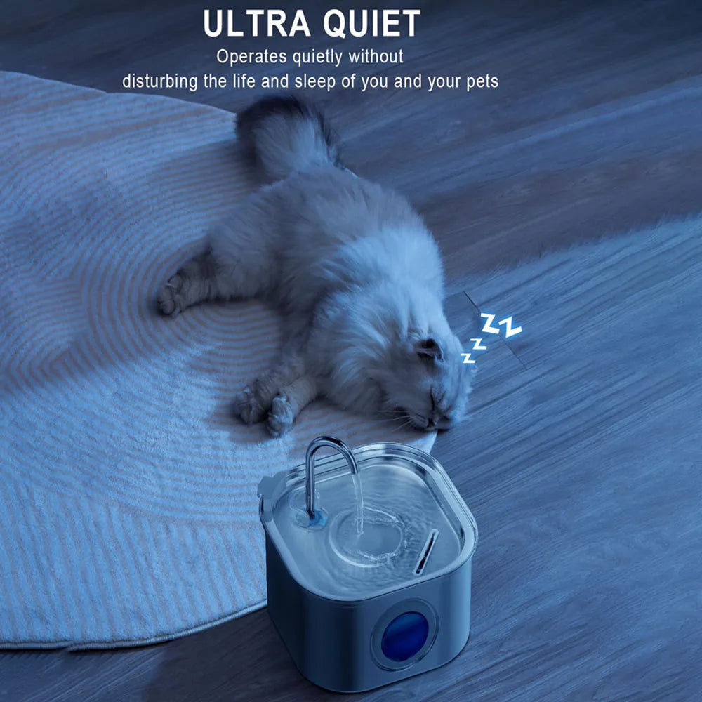 Transparent Window Cat Water Dispenser with sensor 3.2L/108oz Super Quiet& Pets Auto Filter Stainless Steel Cats Water Fountain